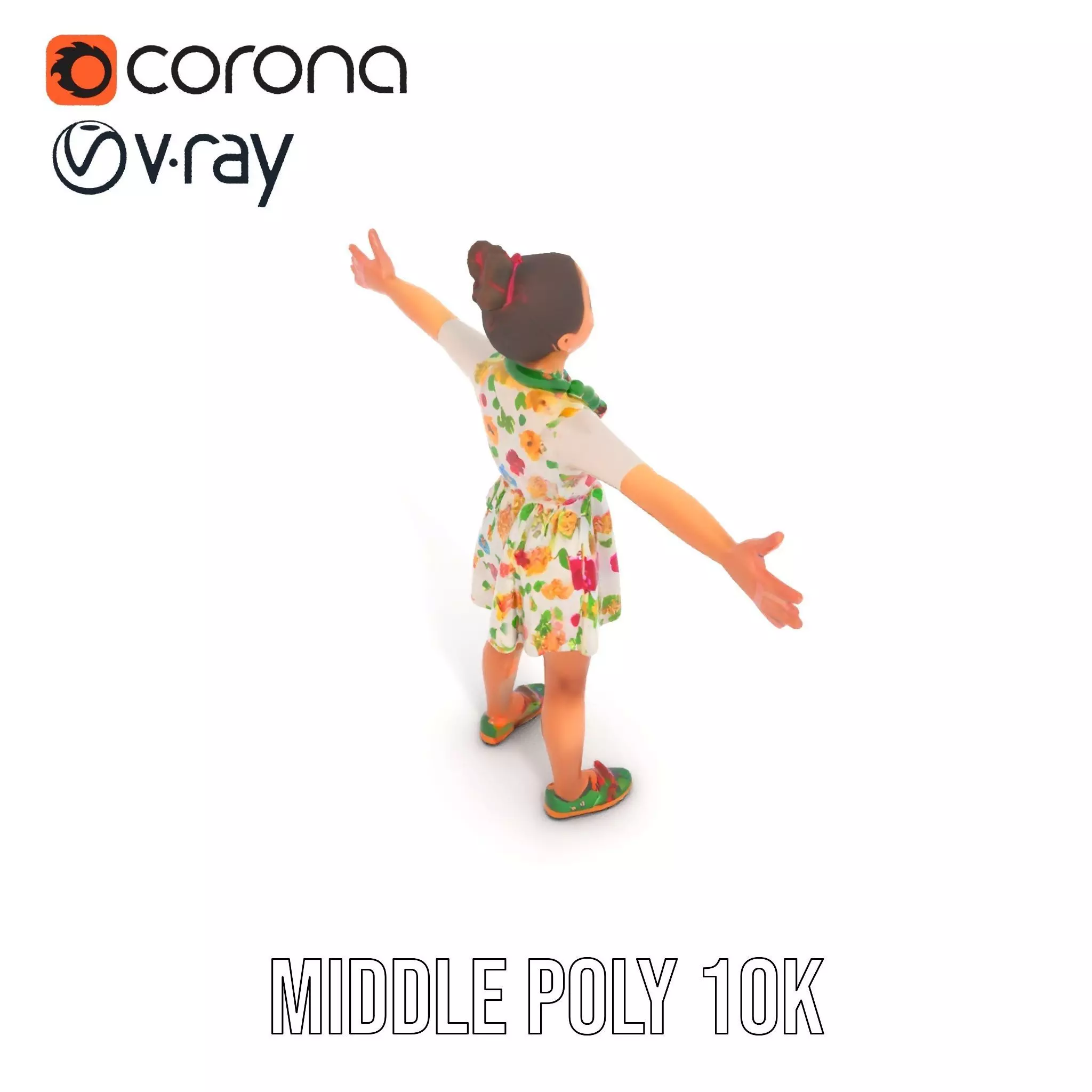 Colorful Floral Dress Character Model Pack Low-poly 3D model_10