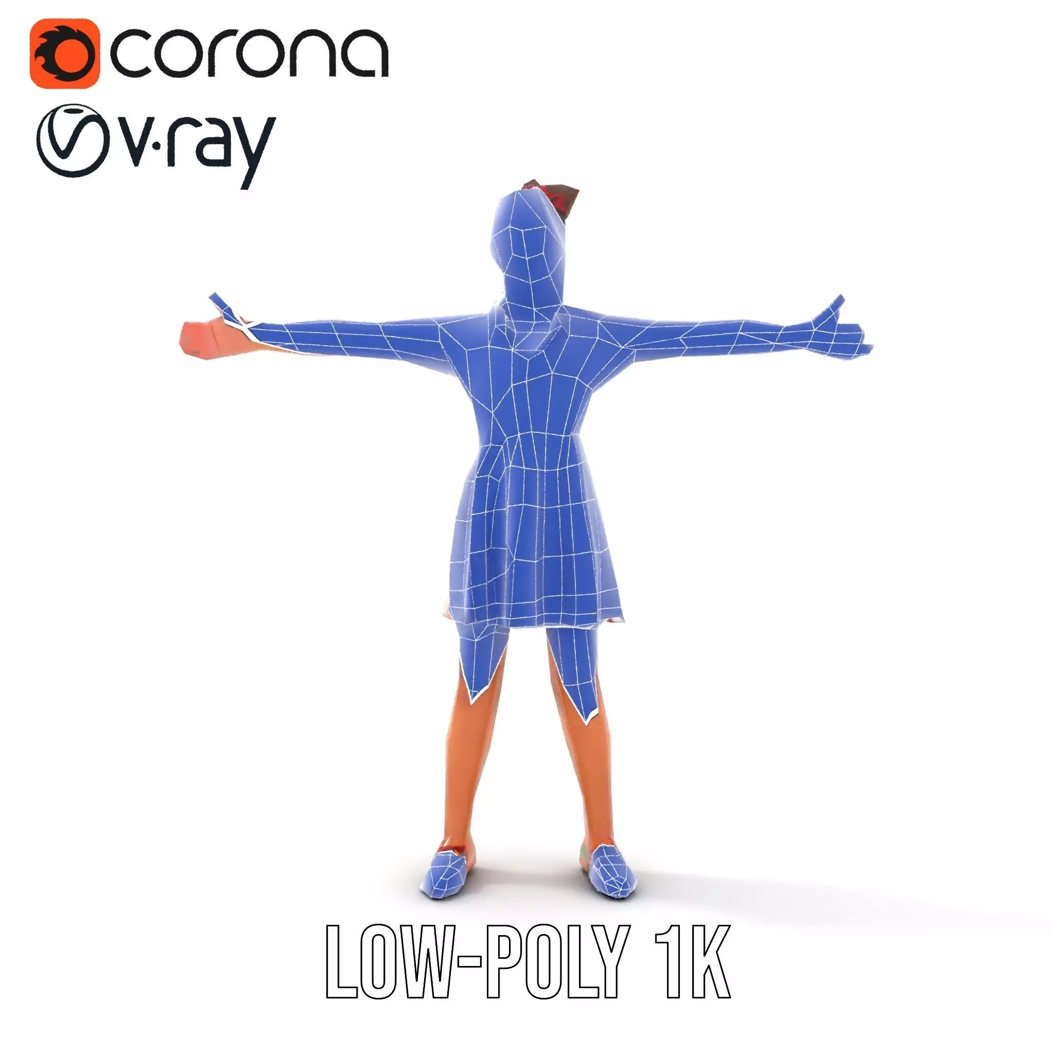 Colorful Floral Dress Character Model Pack Low-poly 3D model_28