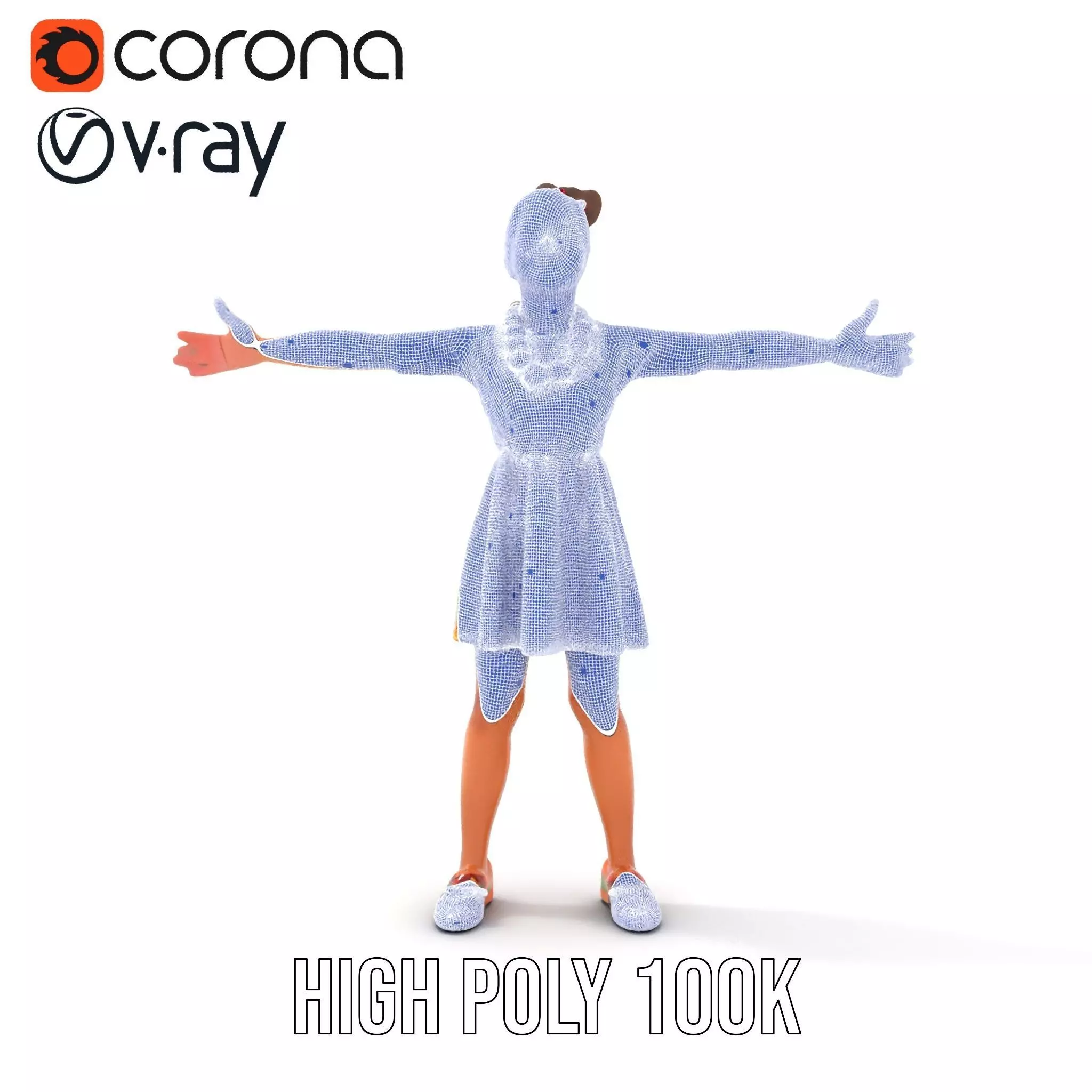 Colorful Floral Dress Character Model Pack Low-poly 3D model_34