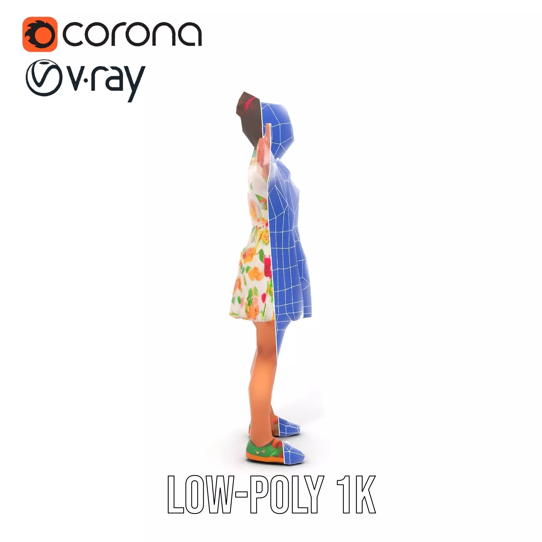 Colorful Floral Dress Character Model Pack Low-poly 3D model_31