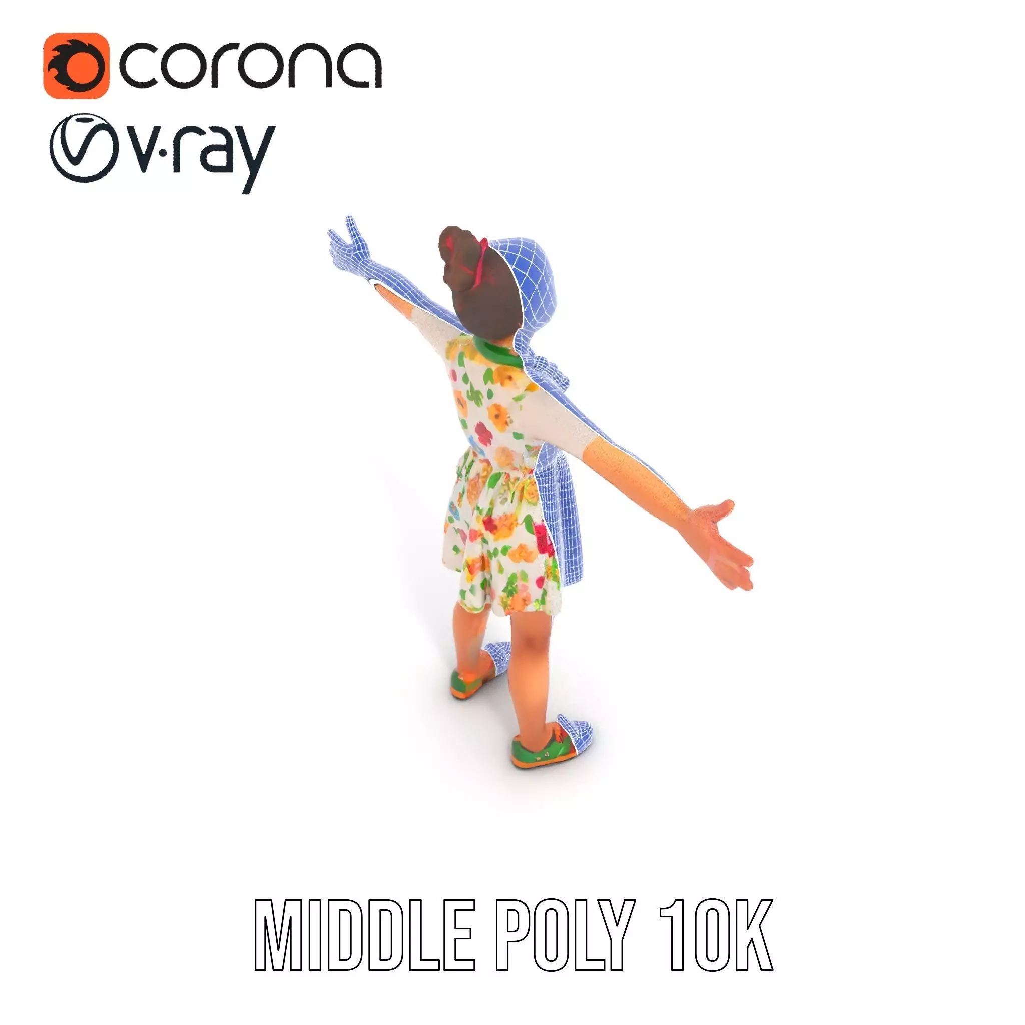 Colorful Floral Dress Character Model Pack Low-poly 3D model_21