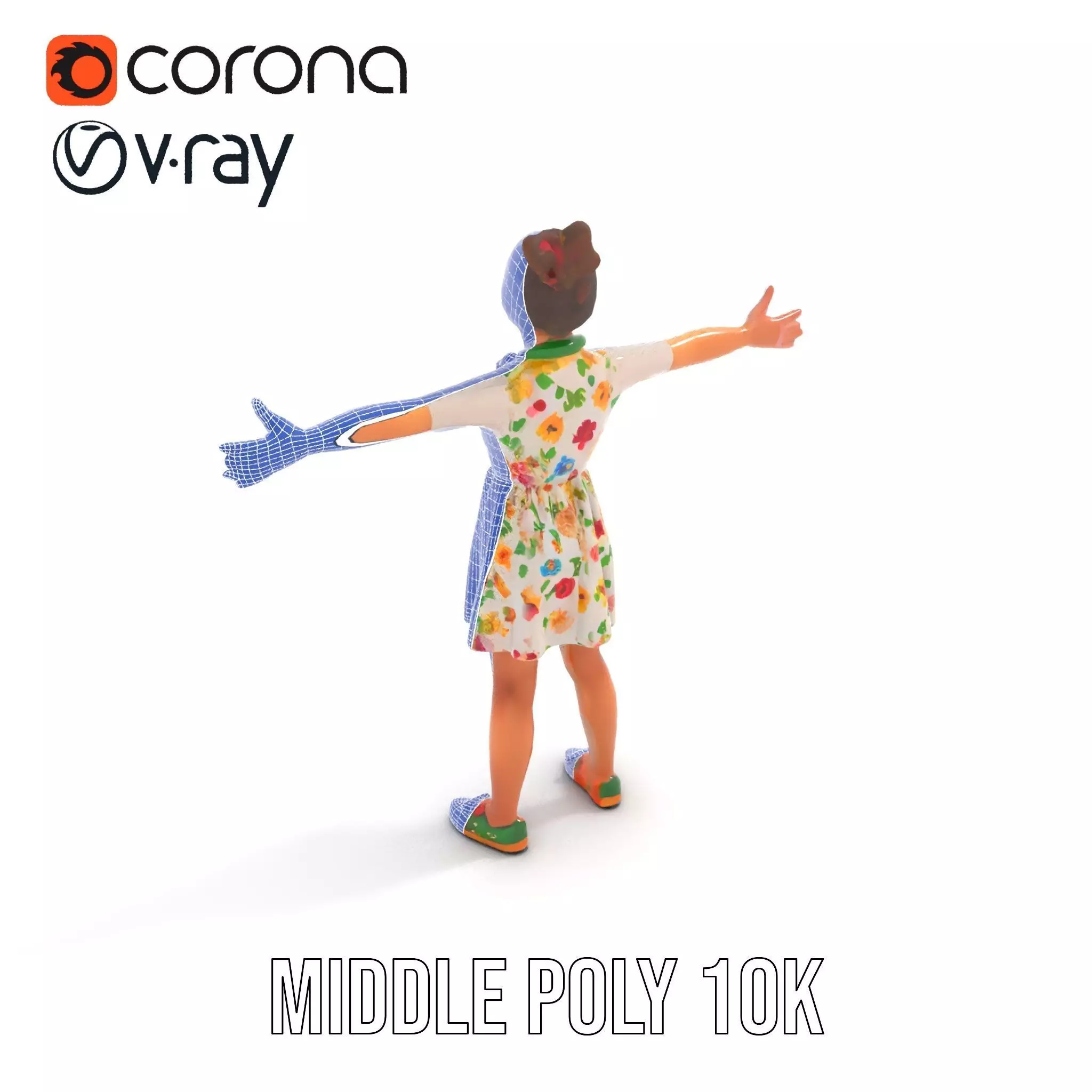 Colorful Floral Dress Character Model Pack Low-poly 3D model_16