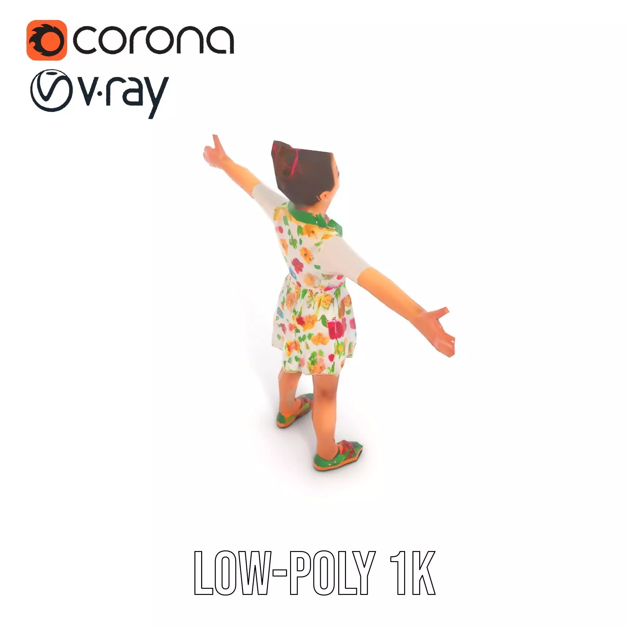 Colorful Floral Dress Character Model Pack Low-poly 3D model_17