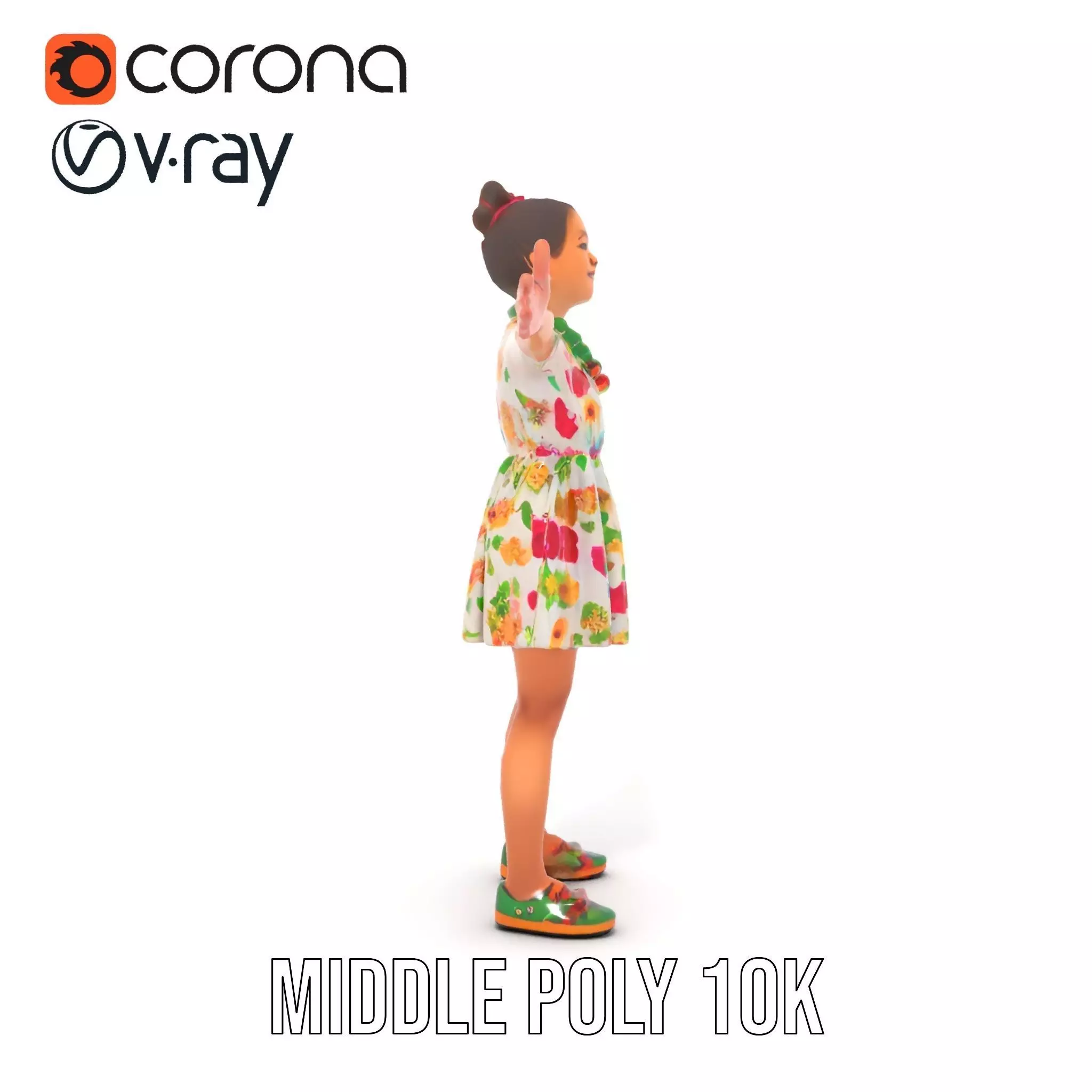 Colorful Floral Dress Character Model Pack Low-poly 3D model_13