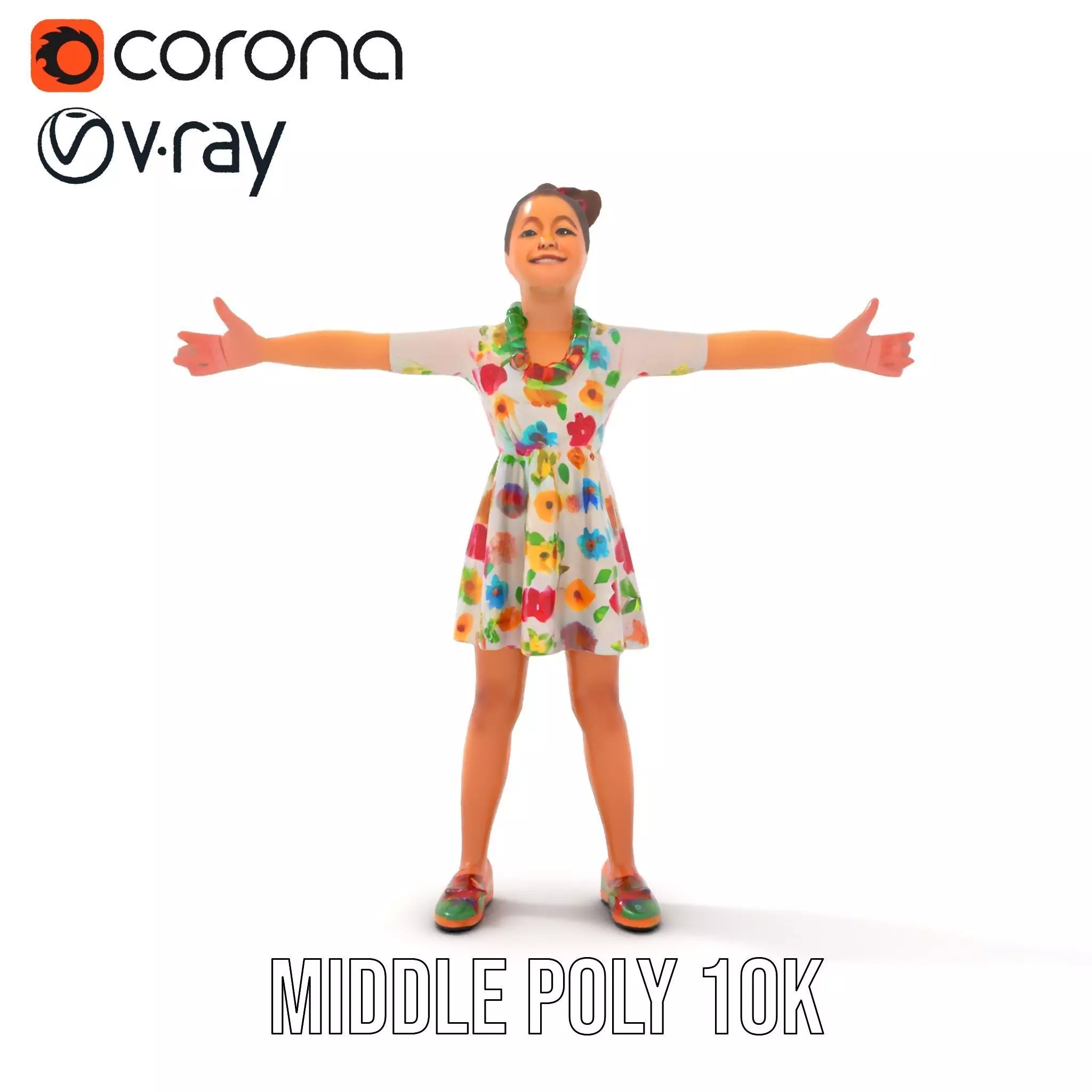 Colorful Floral Dress Character Model Pack Low-poly 3D model_19