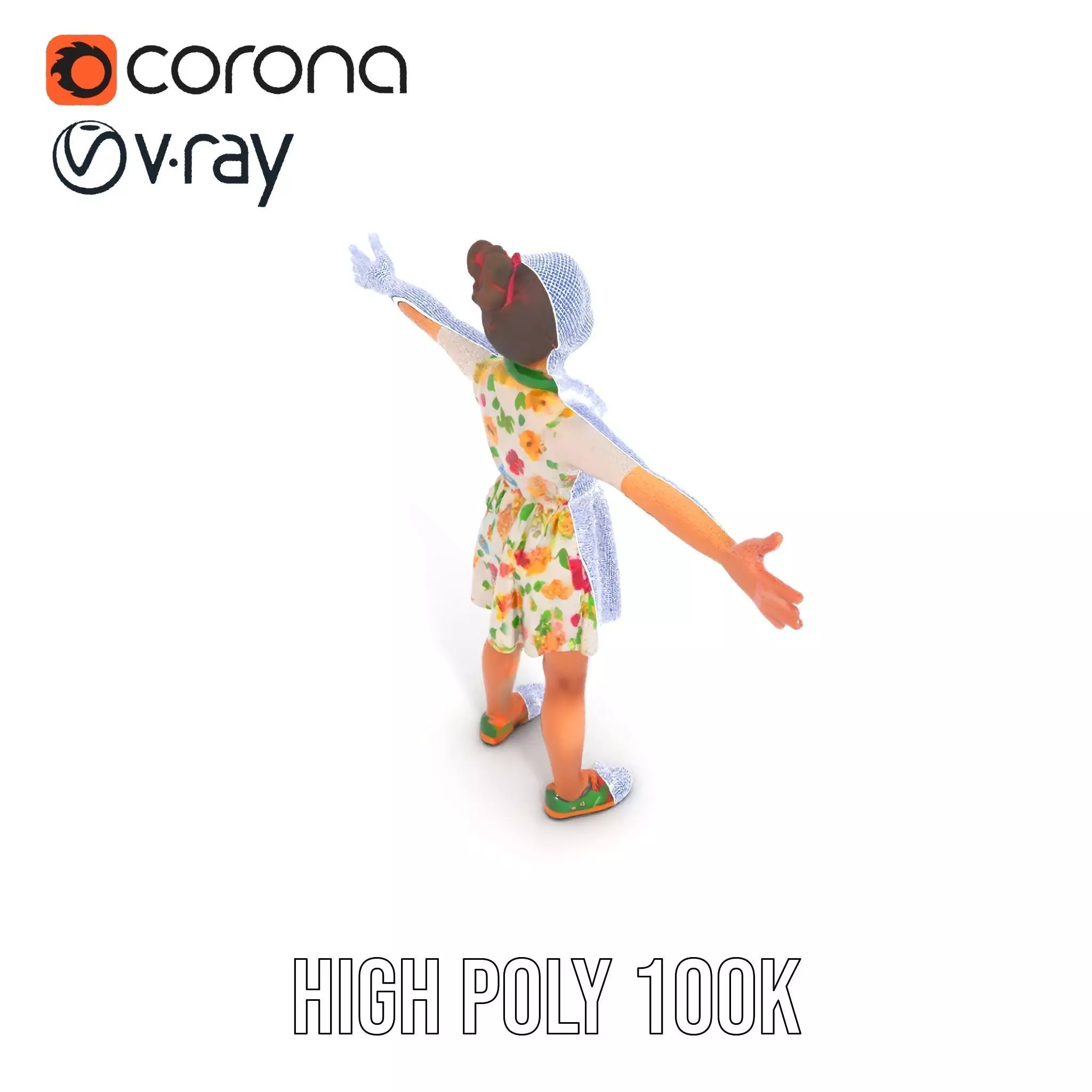 Colorful Floral Dress Character Model Pack Low-poly 3D model_35