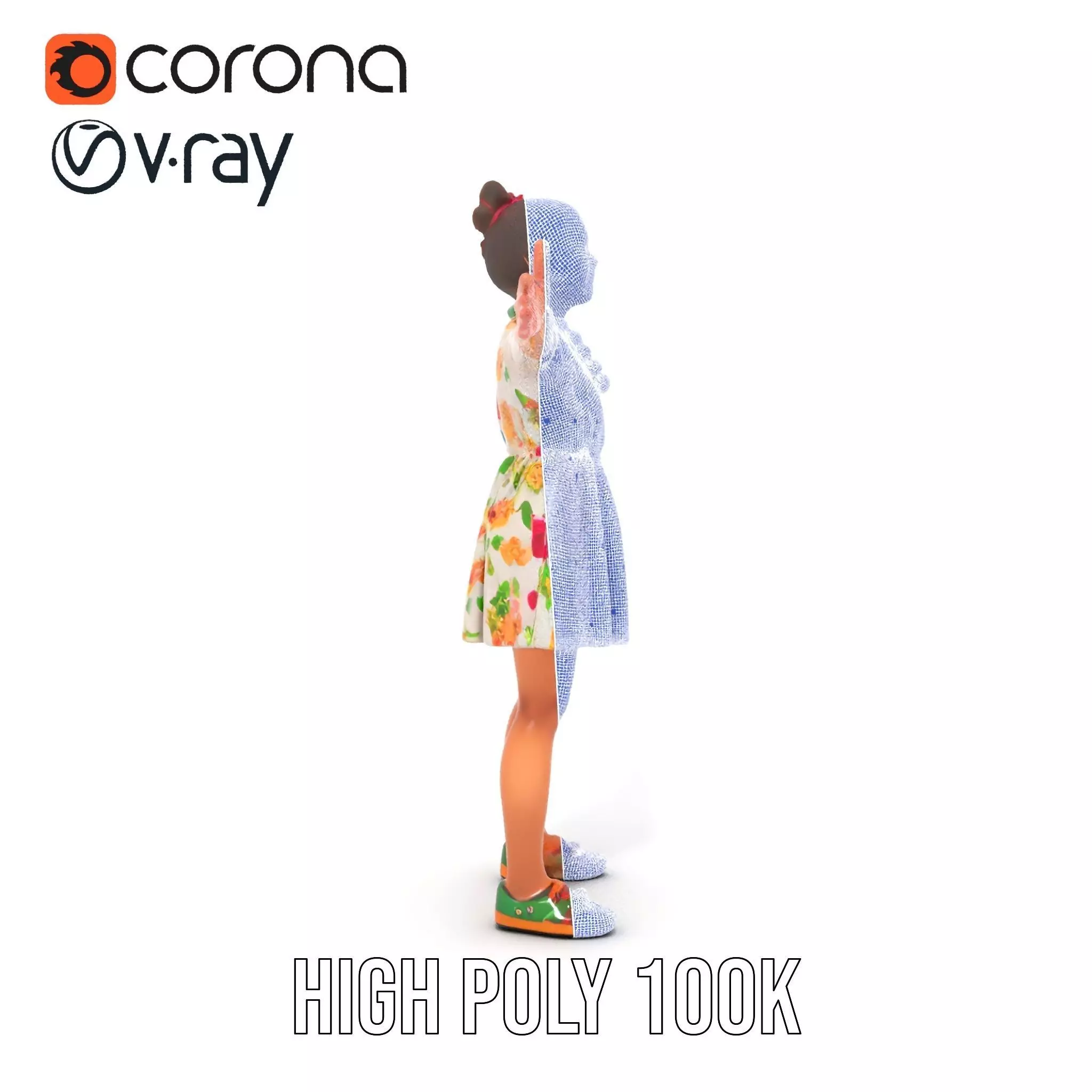 Colorful Floral Dress Character Model Pack Low-poly 3D model_29