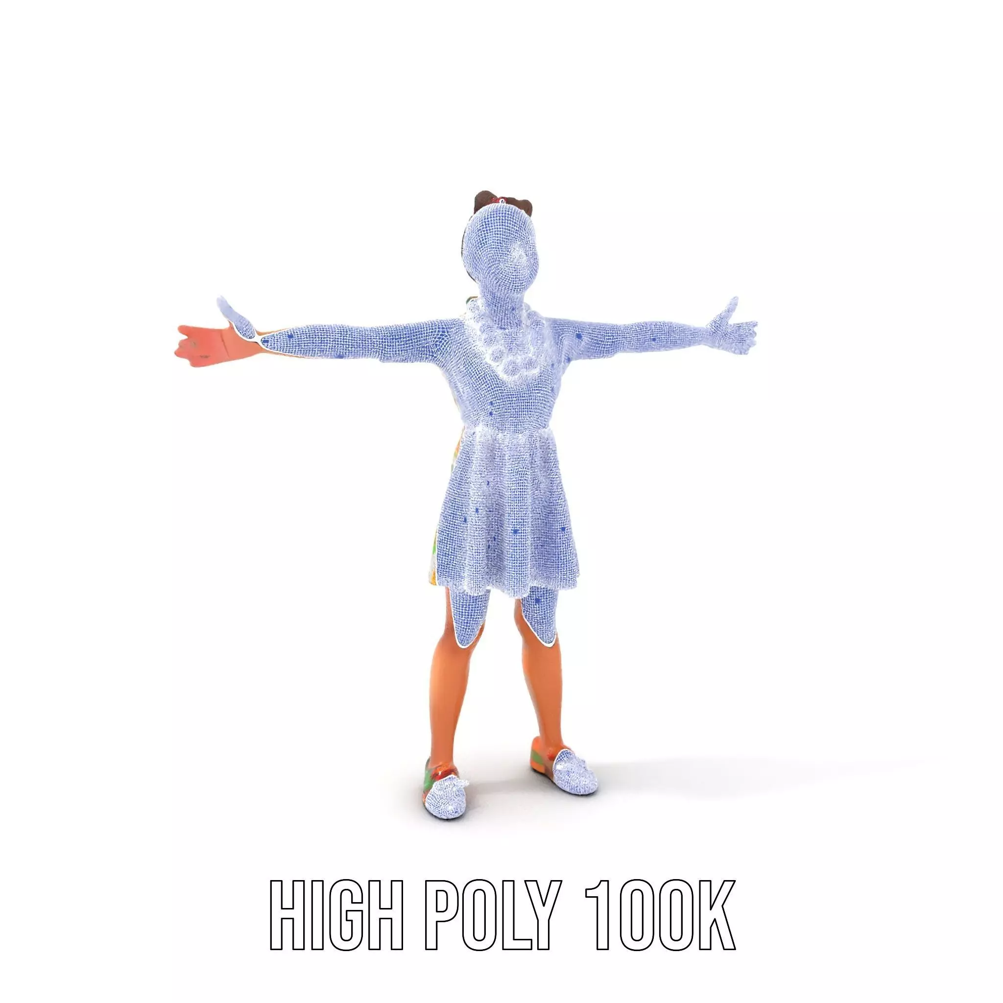 Colorful Floral Dress Character Model Pack Low-poly 3D model_5