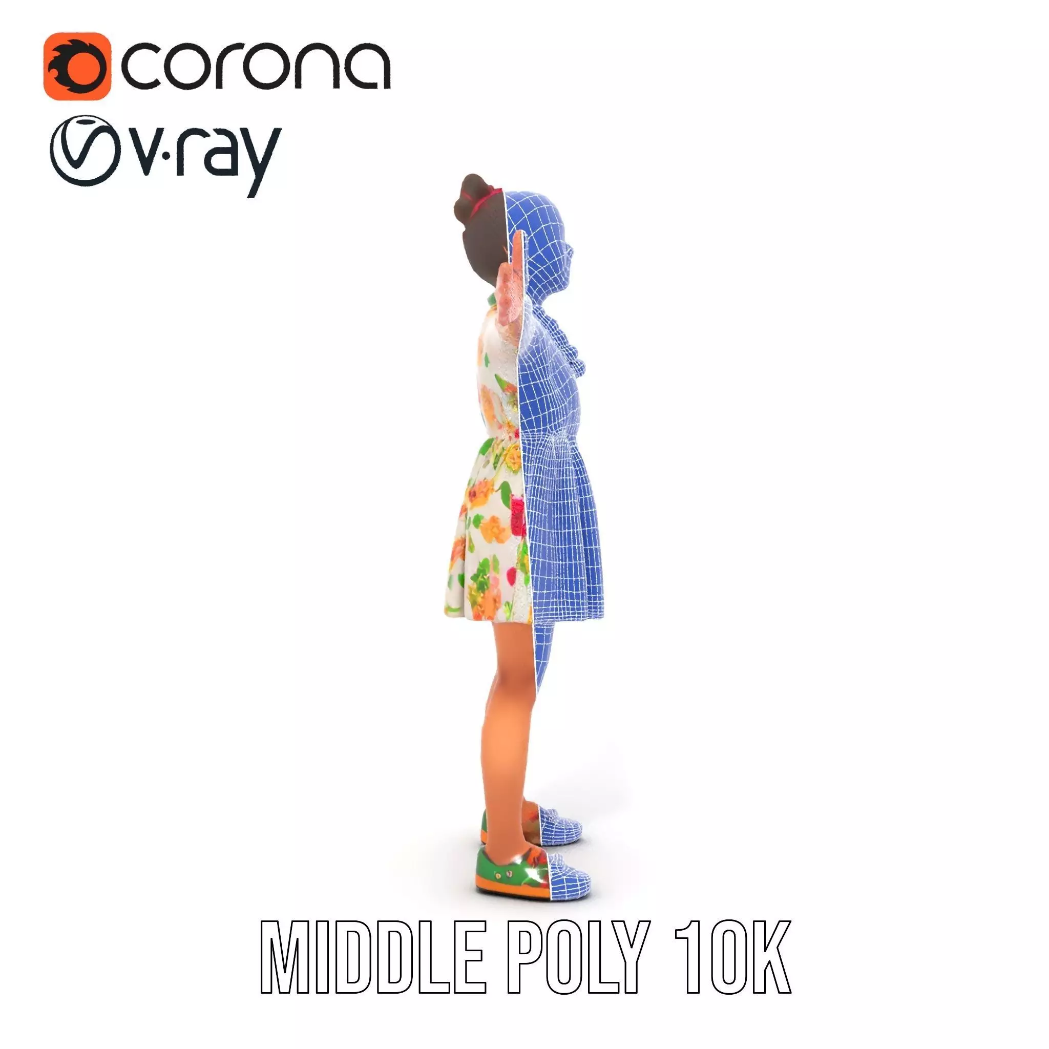 Colorful Floral Dress Character Model Pack Low-poly 3D model_24