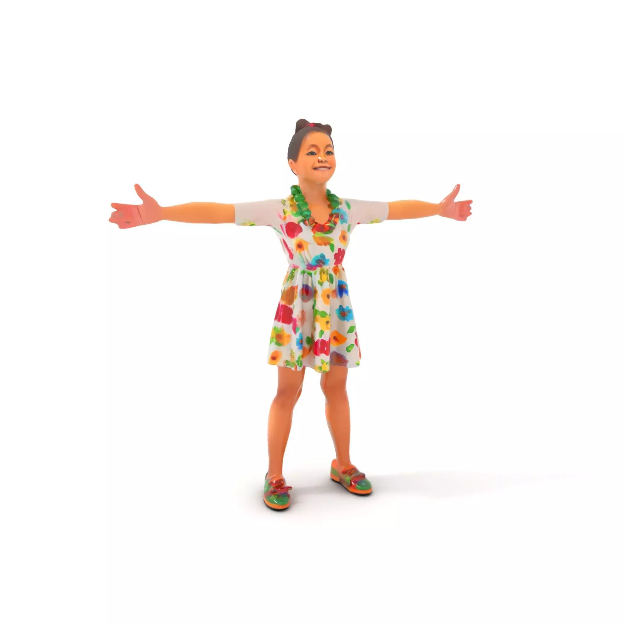 Colorful Floral Dress Character Model Pack Low-poly 3D model_0