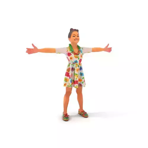 Colorful Floral Dress Character Model Pack