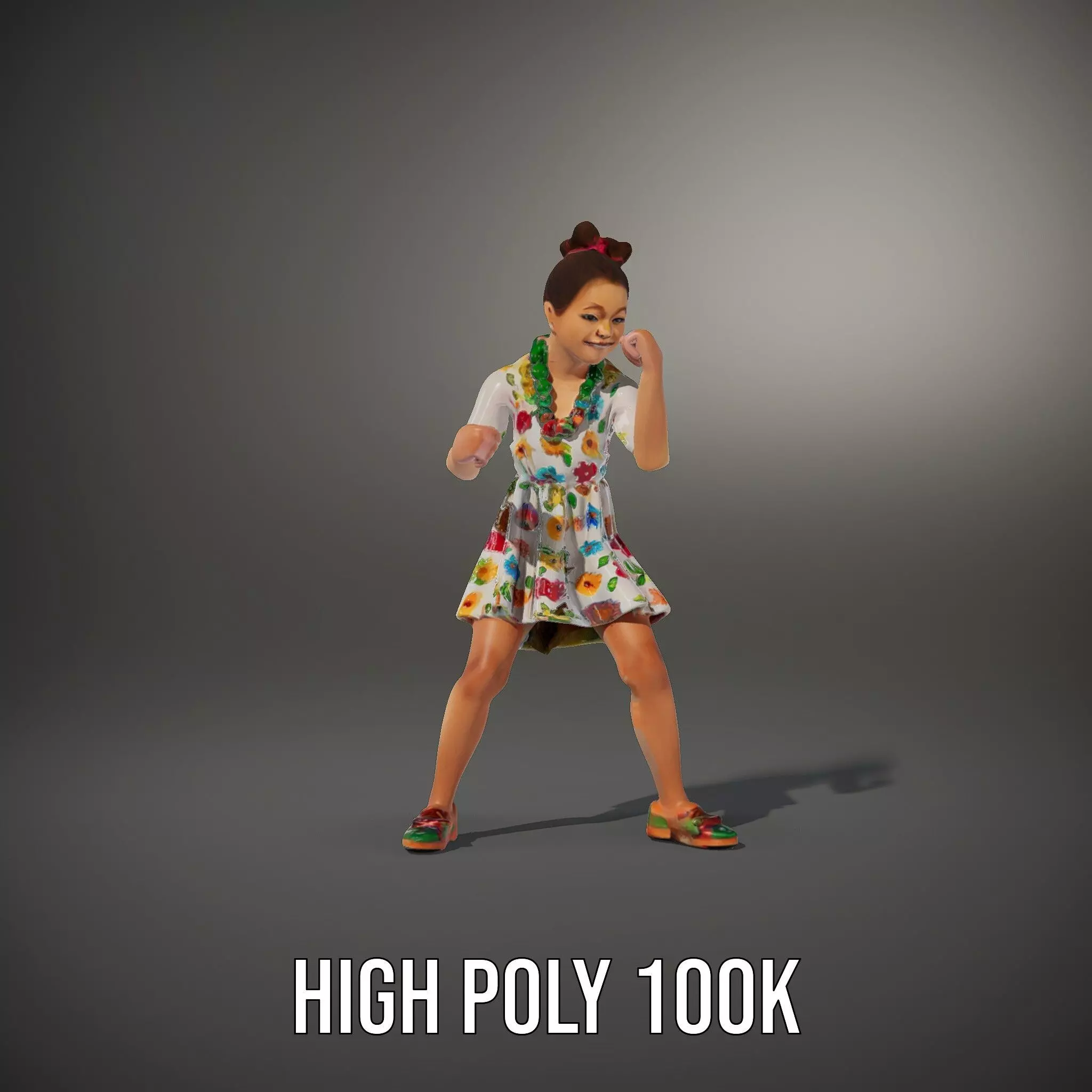 Colorful Floral Dress Character Model Pack Low-poly 3D model_32