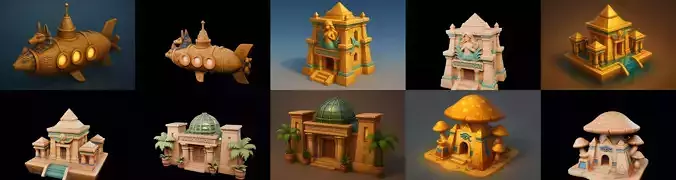 Egypth Building bundle 9 pack 100 glb