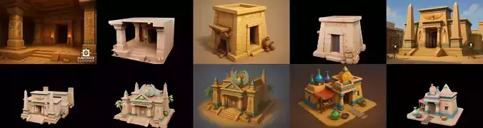 Egypth Building bundle 8 pack 100 glb