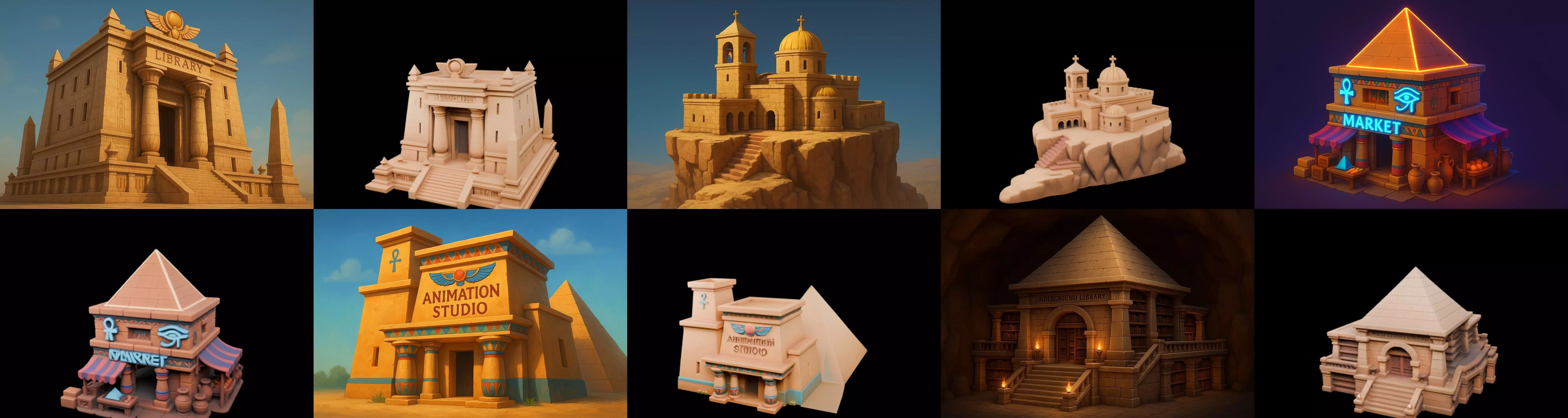 Egypth Building bundle 7 pack 100 glb 3D model_4