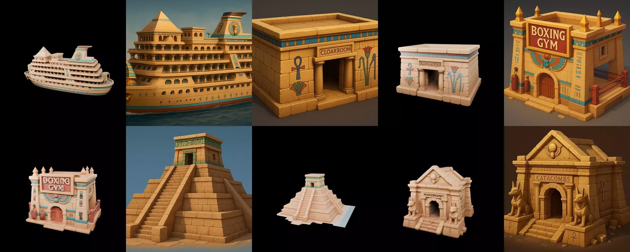 Egypth Building bundle 7 pack 100 glb 3D model_1