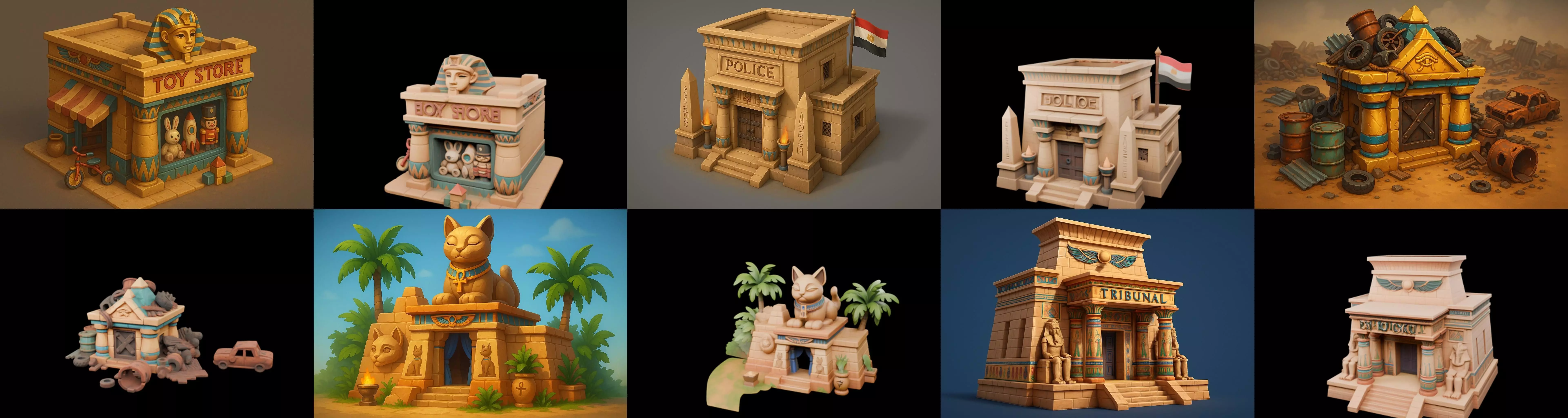 Egypth Building bundle 7 pack 100 glb 3D model_7