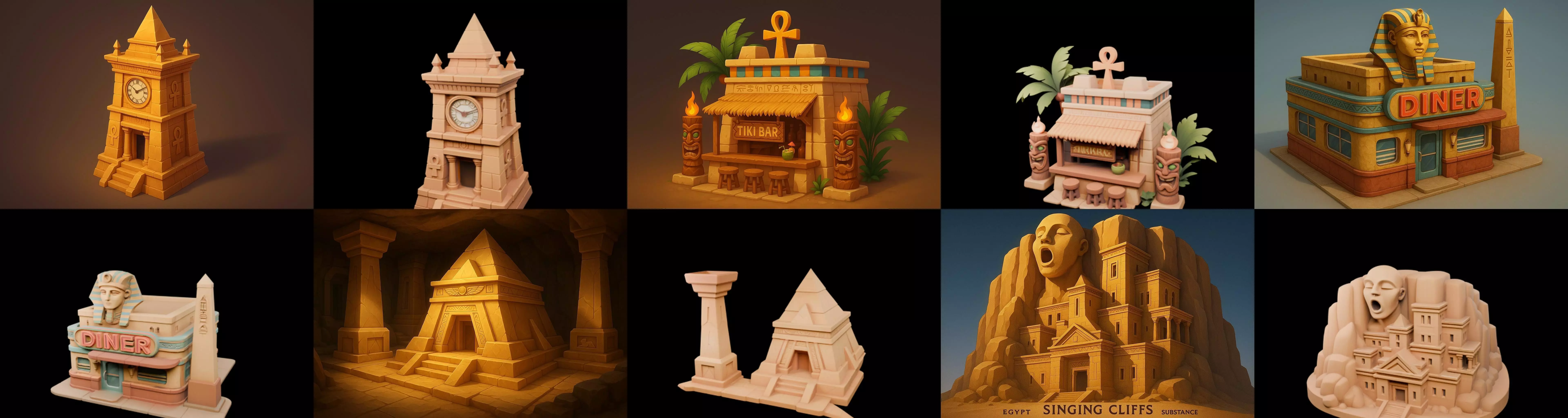 Egypth Building bundle 7 pack 100 glb 3D model_2