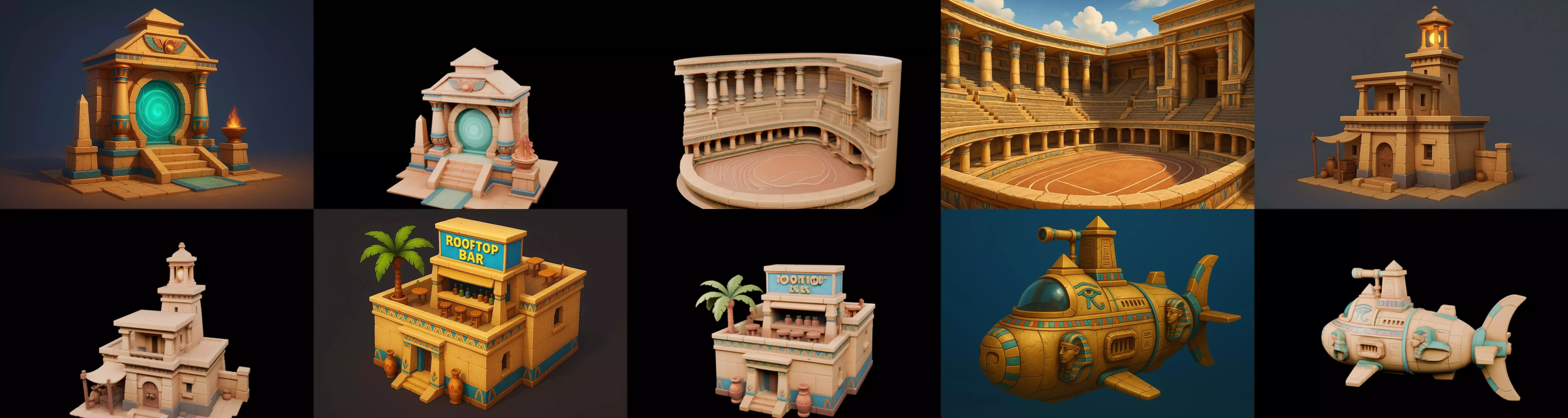 Egypth Building bundle 7 pack 100 glb 3D model_3