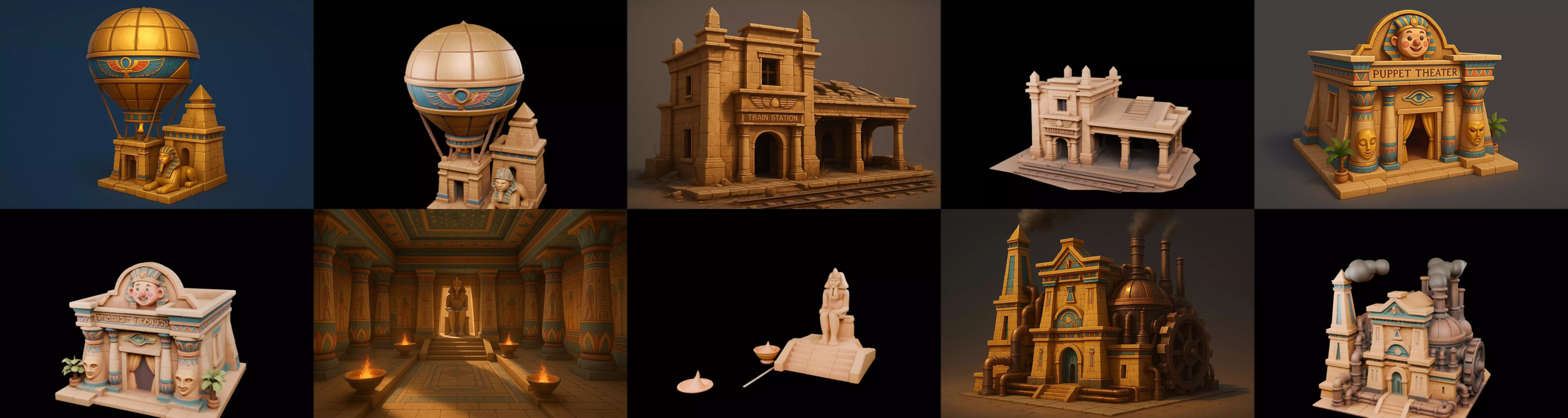 Egypth Building bundle 7 pack 100 glb 3D model_0