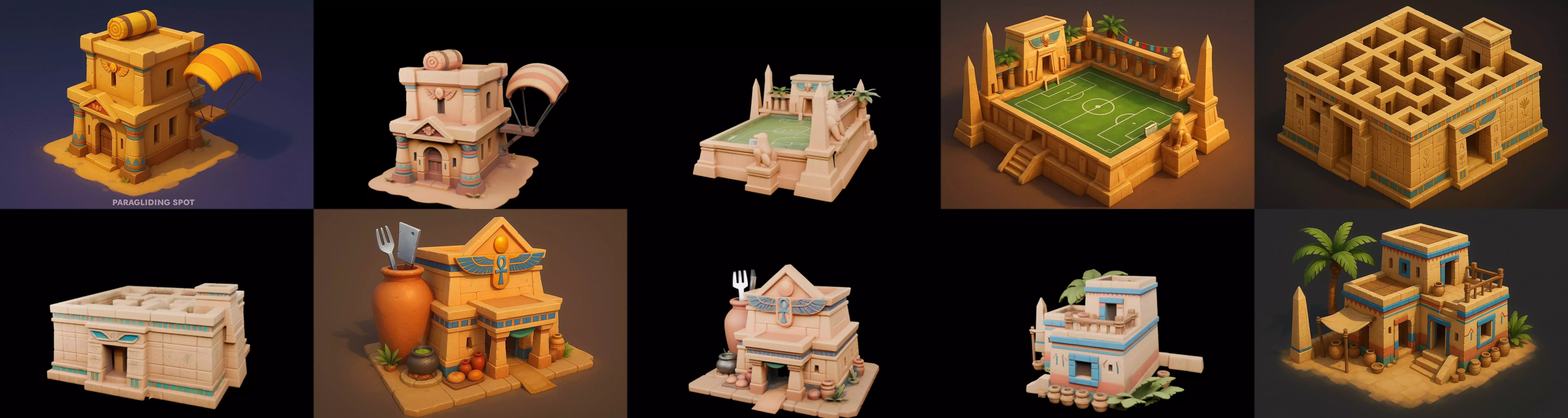 Egypth Building bundle 4 pack 100 glb 3D model_12