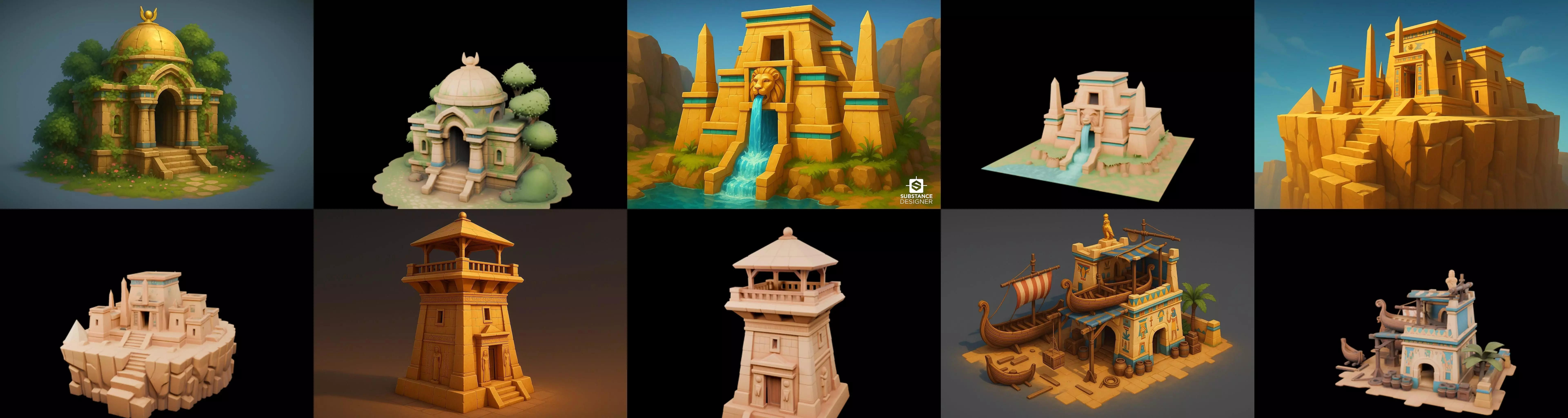 Egypth Building bundle 4 pack 100 glb 3D model_16