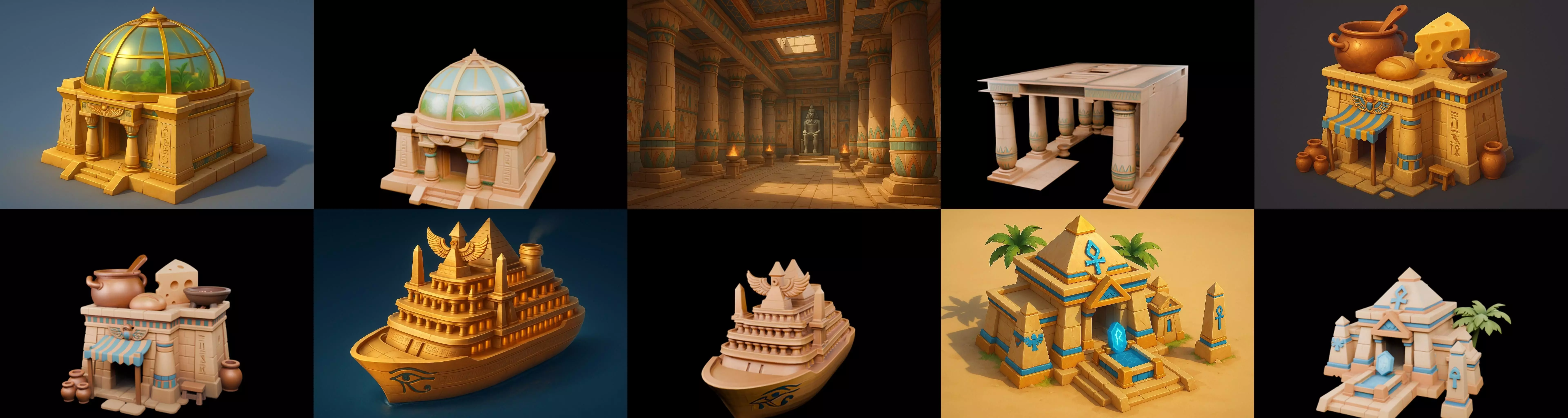 Egypth Building bundle 4 pack 100 glb 3D model_0