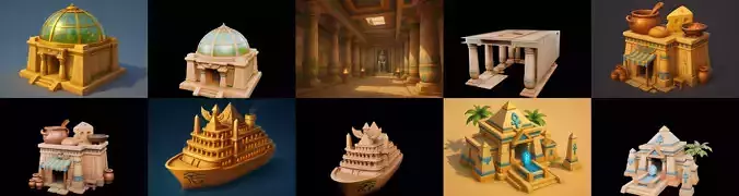 Egypth Building bundle 4 pack 100 glb