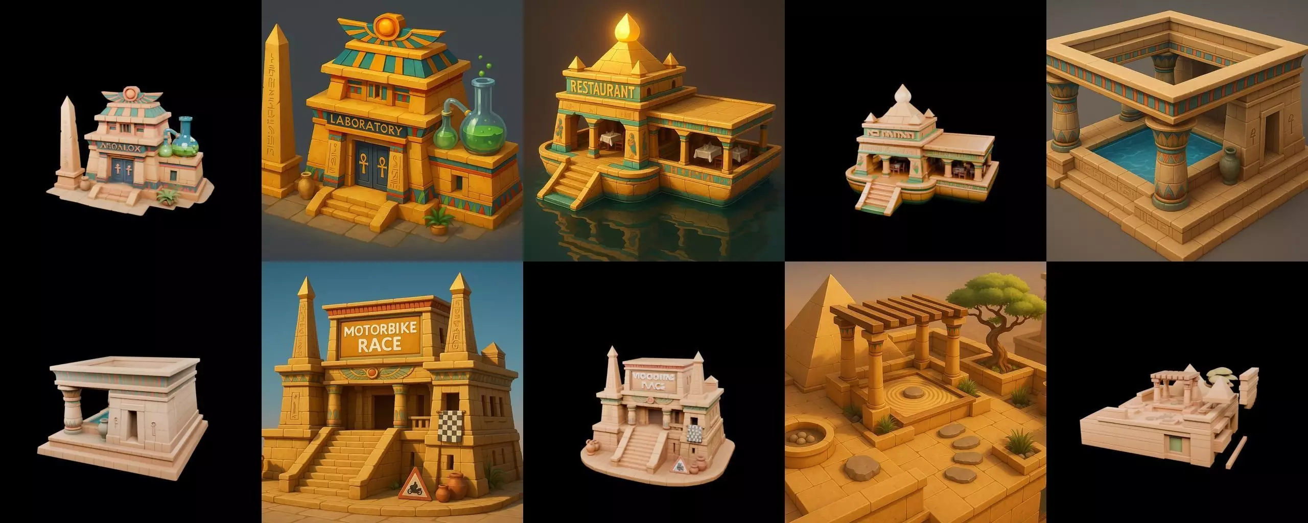 Egypth Building bundle 4 pack 100 glb 3D model_7