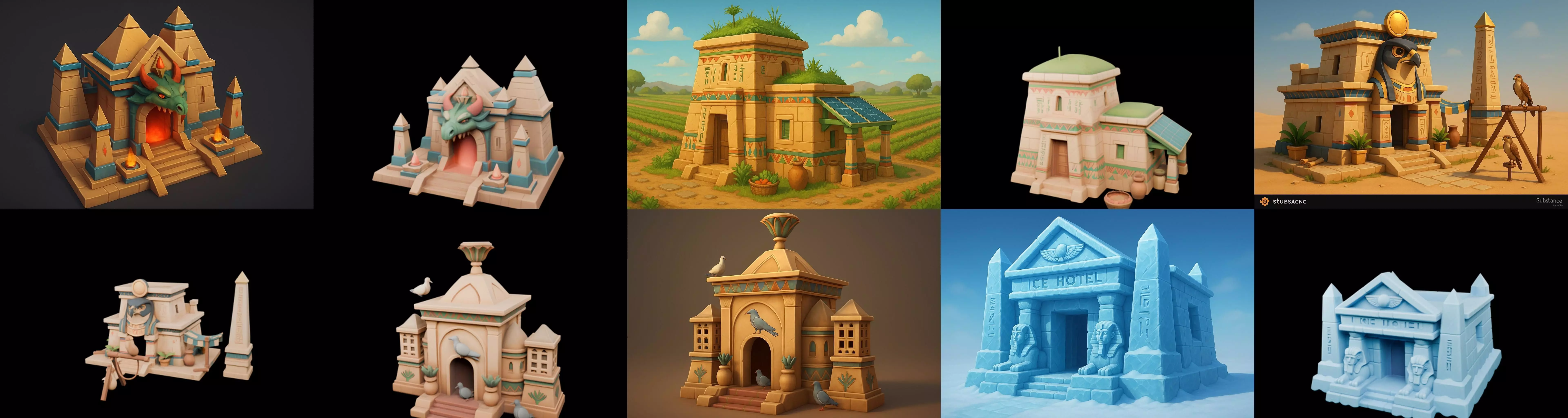 Egypth Building bundle 4 pack 100 glb 3D model_1