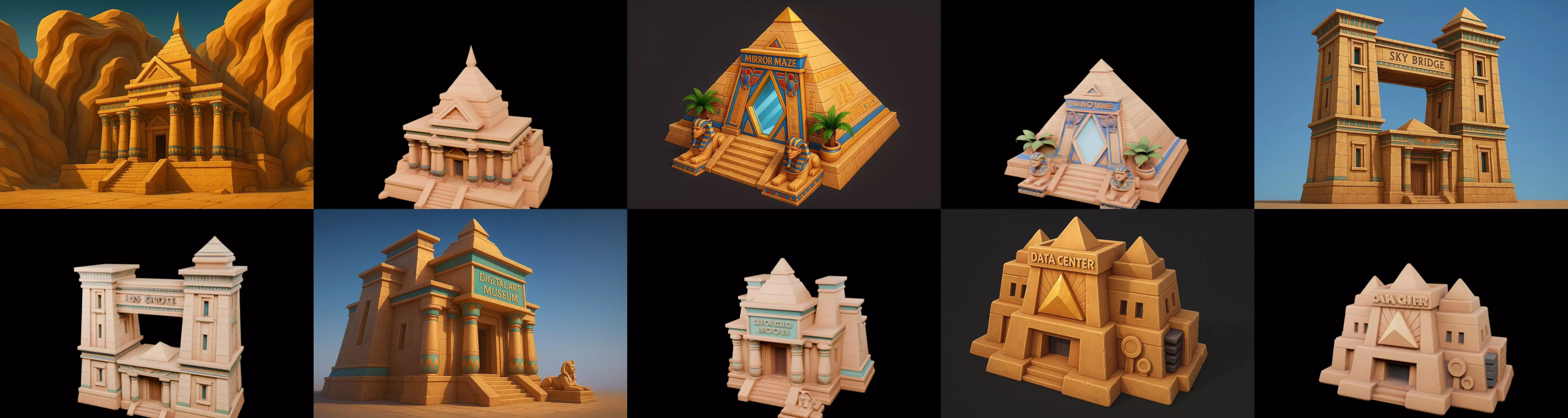 Egypth Building bundle 4 pack 100 glb 3D model_9