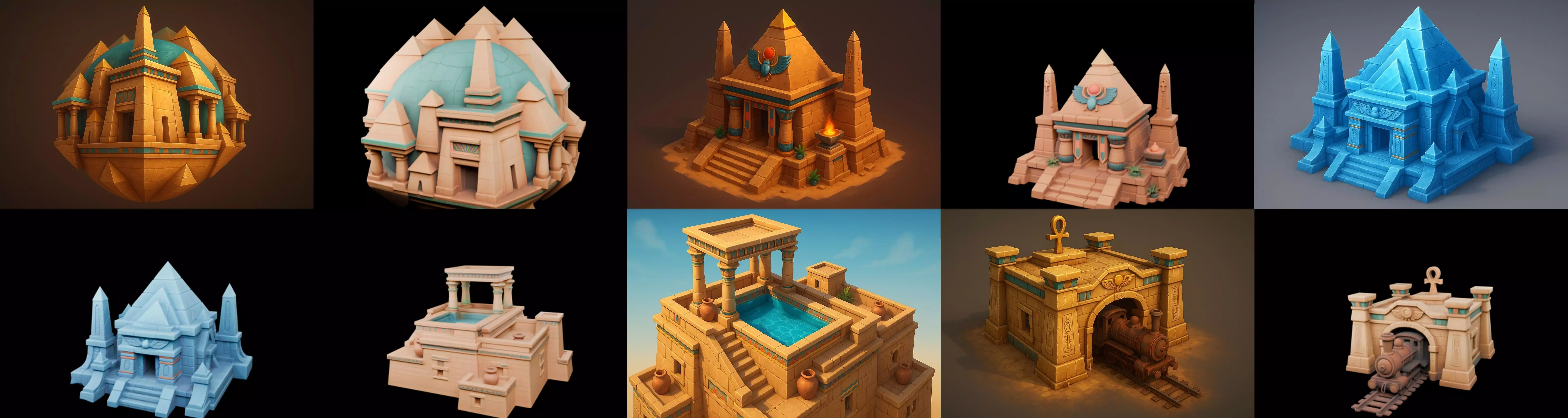 Egypth Building bundle 4 pack 100 glb 3D model_6