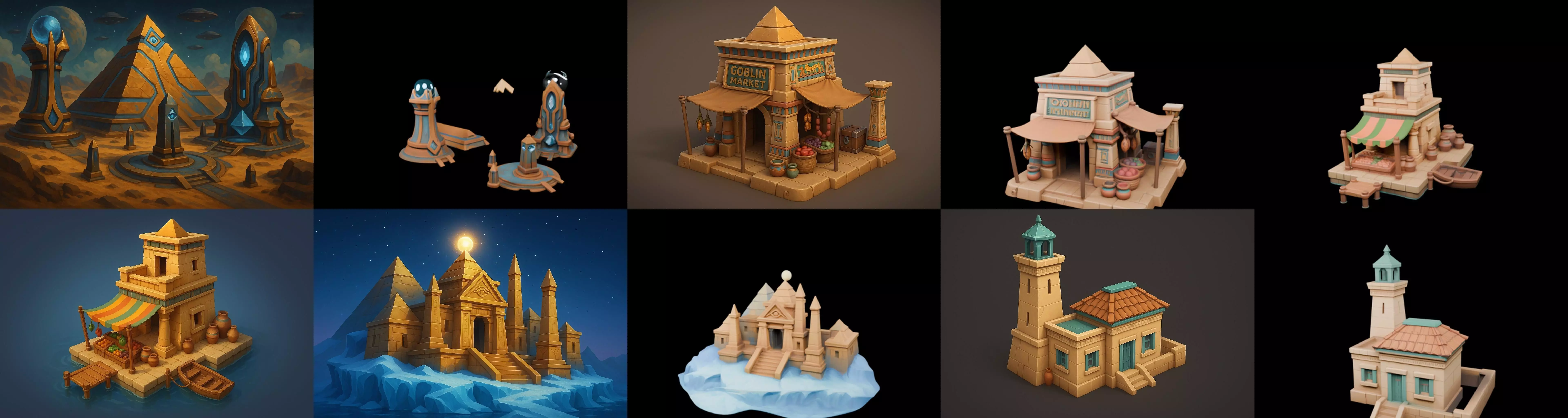 Egypth Building bundle 4 pack 100 glb 3D model_4