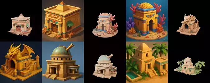 Egypth Building bundle 3 pack 100 glb