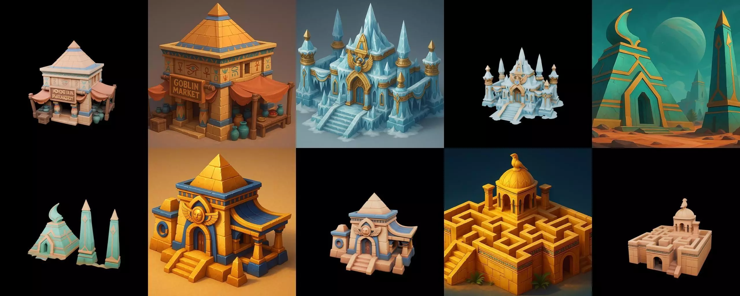 Egypth Building bundle 21 pack 100 glb 3D model_9