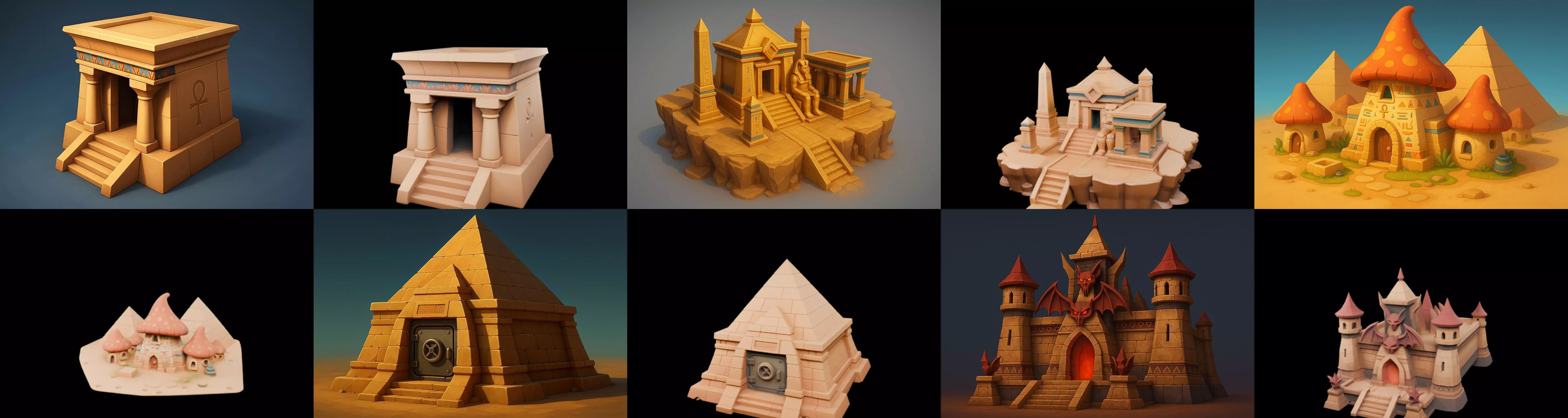 Egypth Building bundle 21 pack 100 glb 3D model_0