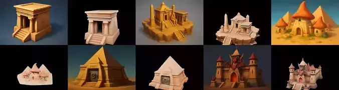 Egypth Building bundle 21 pack 100 glb