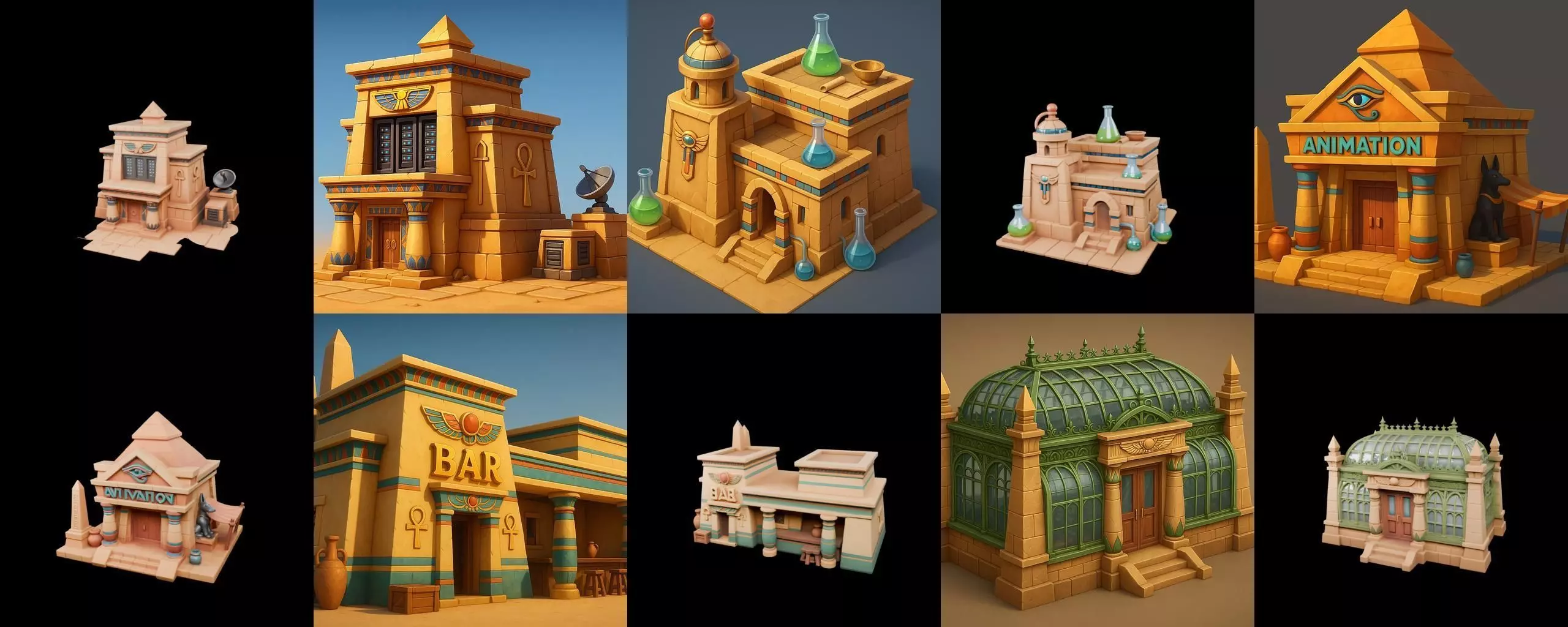 Egypth Building bundle 21 pack 100 glb 3D model_10