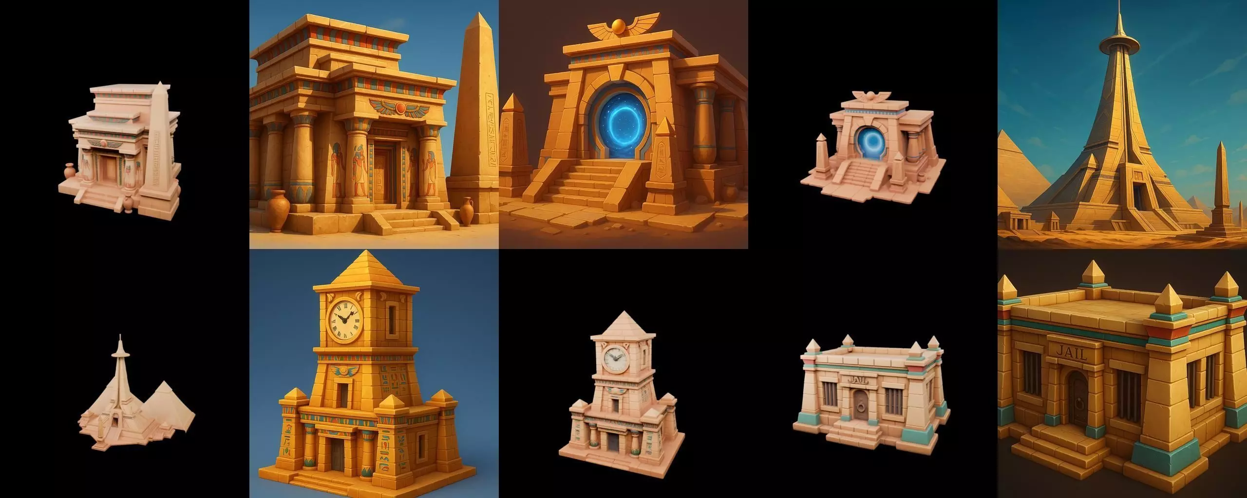Egypth Building bundle 21 pack 100 glb 3D model_16