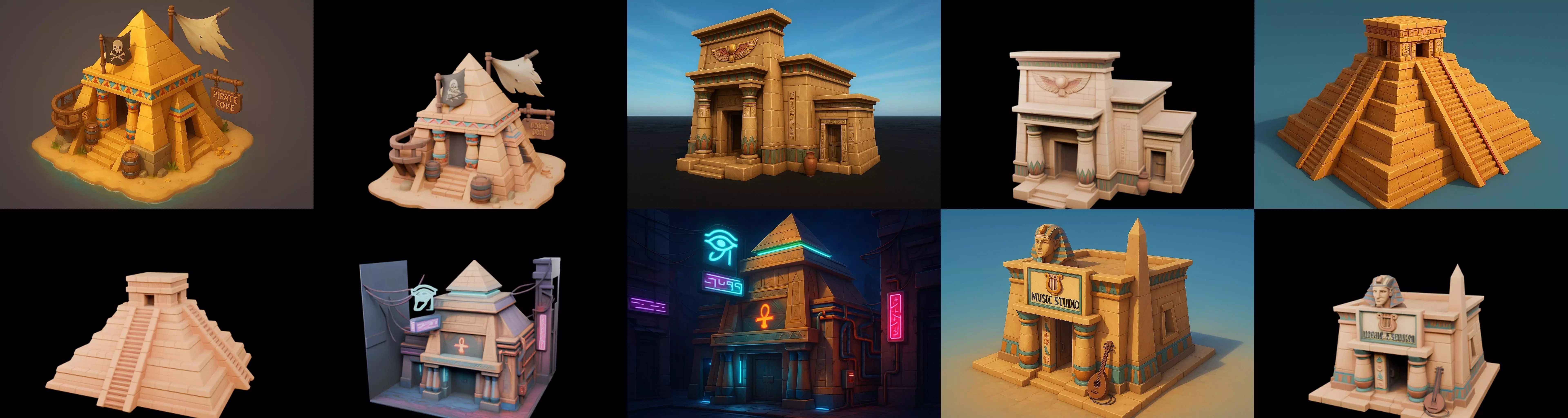 Egypth Building bundle 21 pack 100 glb 3D model_17