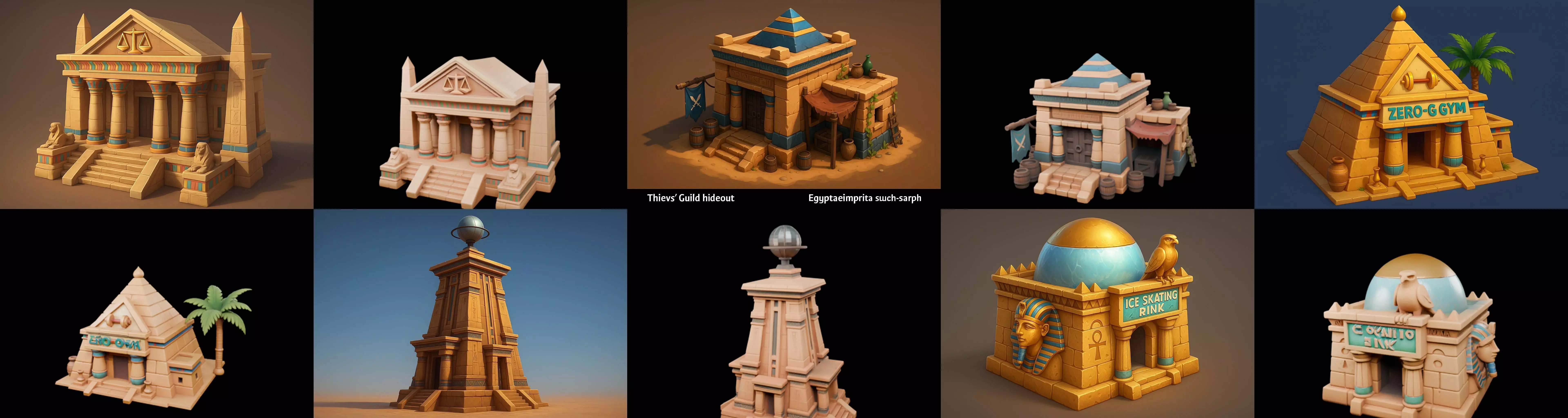 Egypth Building bundle 21 pack 100 glb 3D model_1