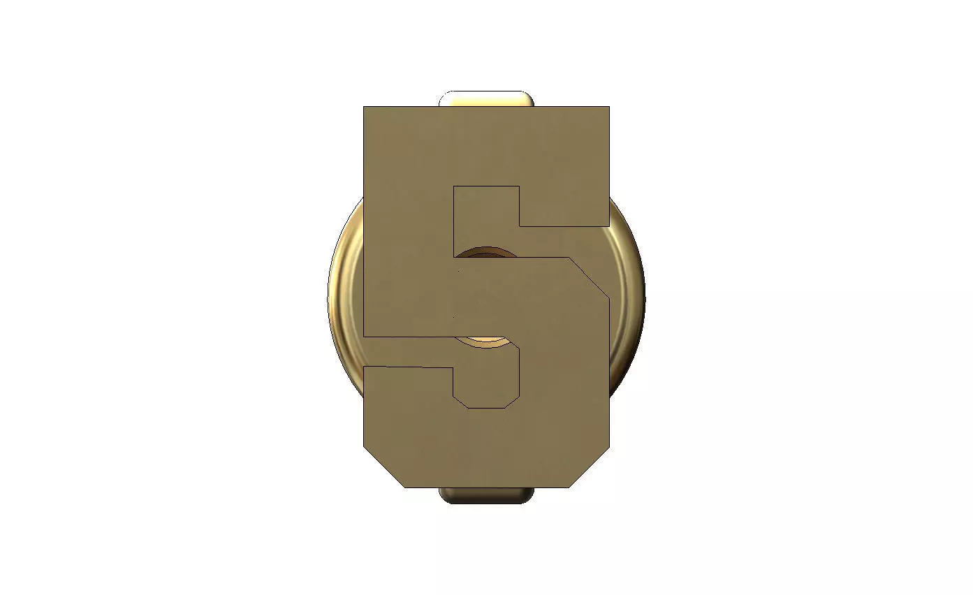 5 five number varsity font stud earring 3D print model_1