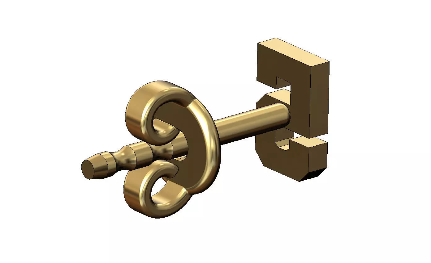 5 five number varsity font stud earring 3D print model_3