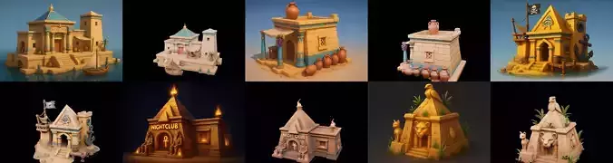 Egypth Building bundle 20 pack 100 glb