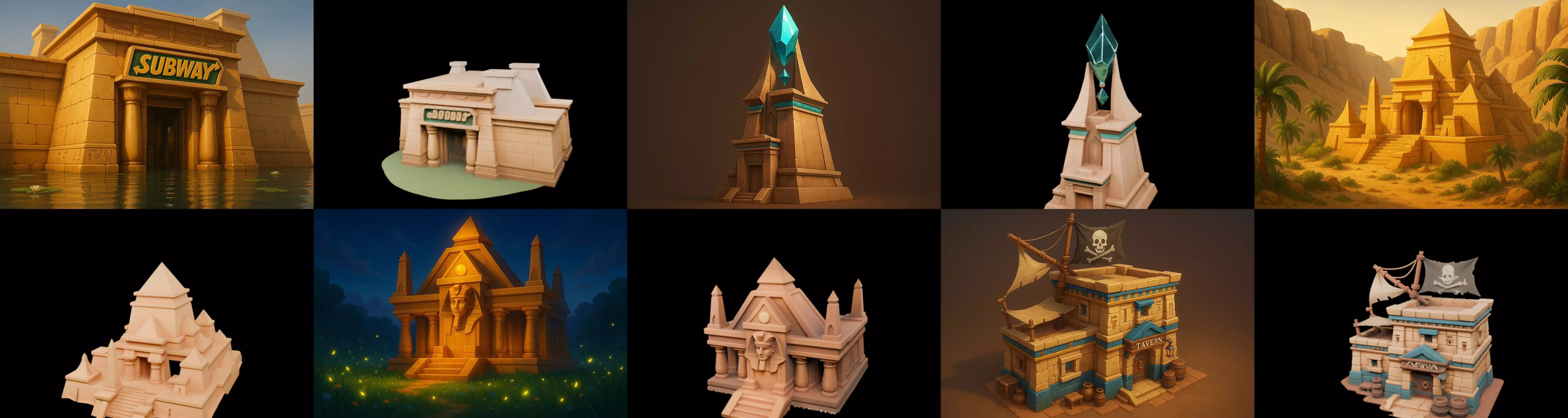 Egypth Building bundle 2 pack 100 glb 3D model_12