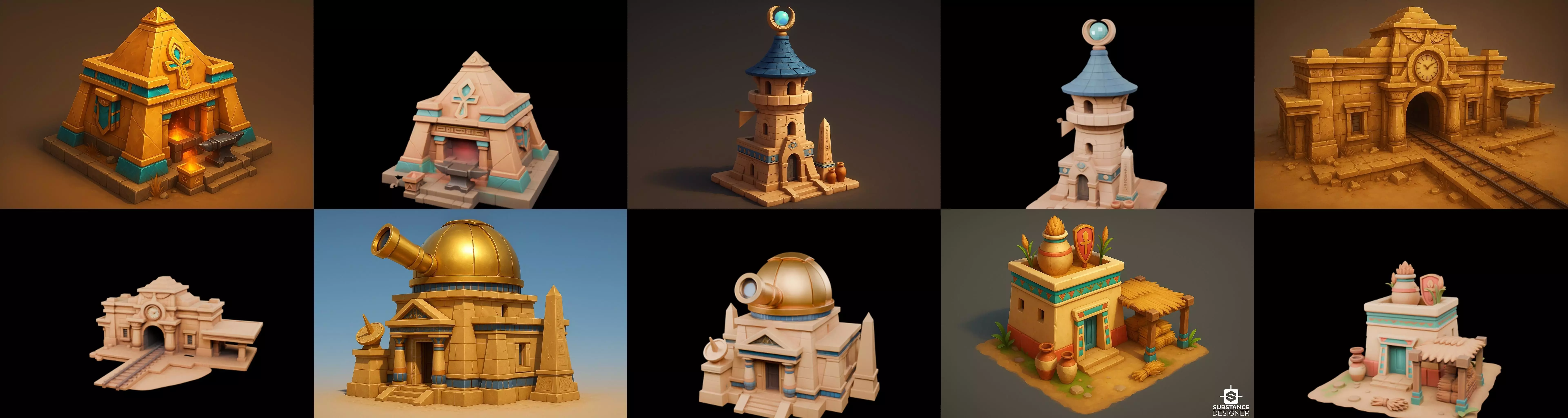 Egypth Building bundle 2 pack 100 glb 3D model_4