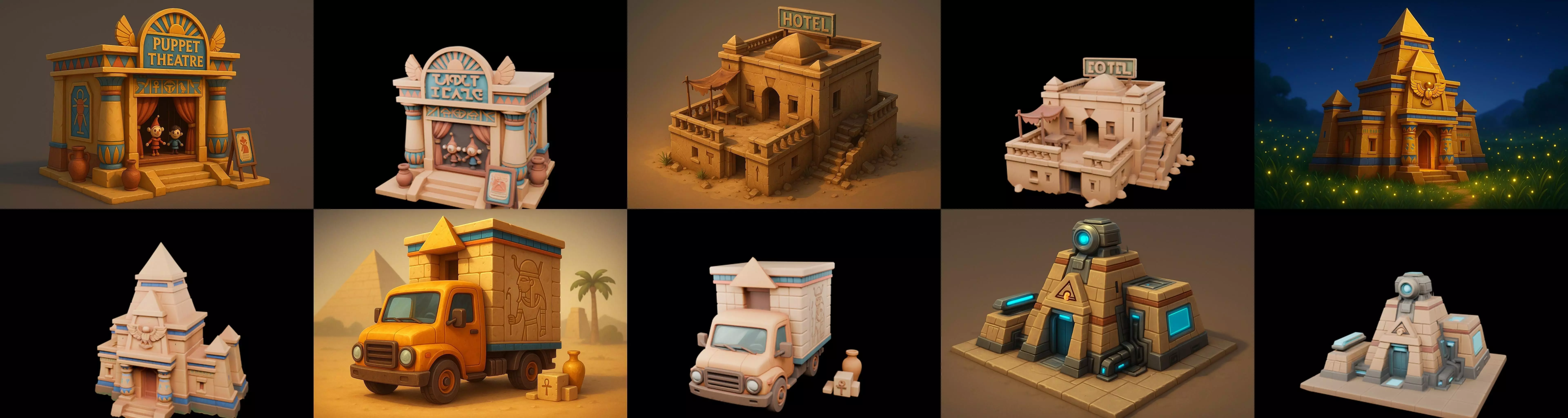 Egypth Building bundle 2 pack 100 glb 3D model_1