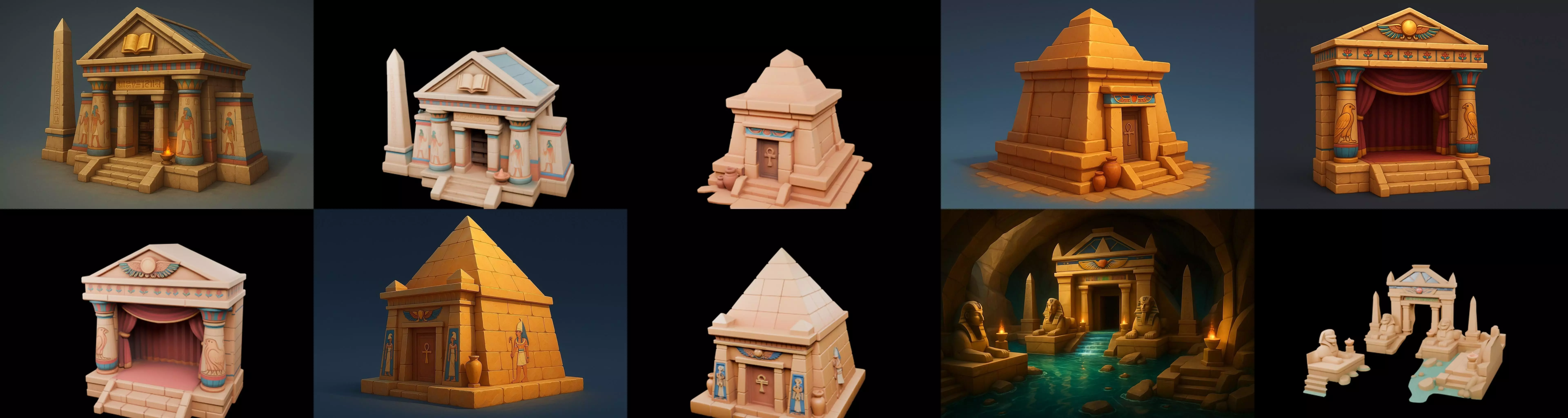 Egypth Building bundle 2 pack 100 glb 3D model_16