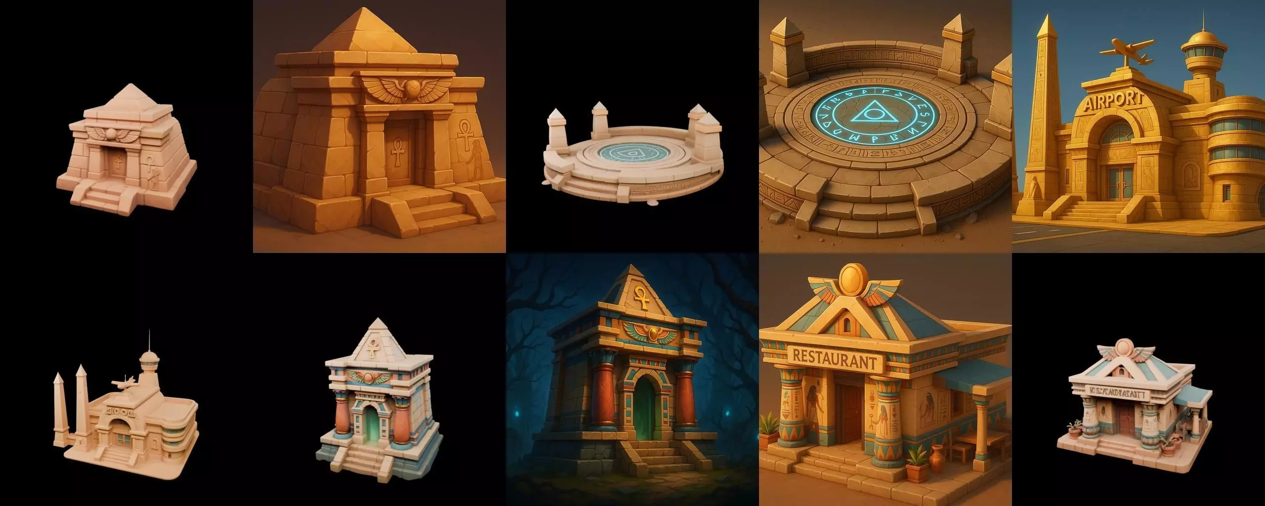 Egypth Building bundle 2 pack 100 glb 3D model_7