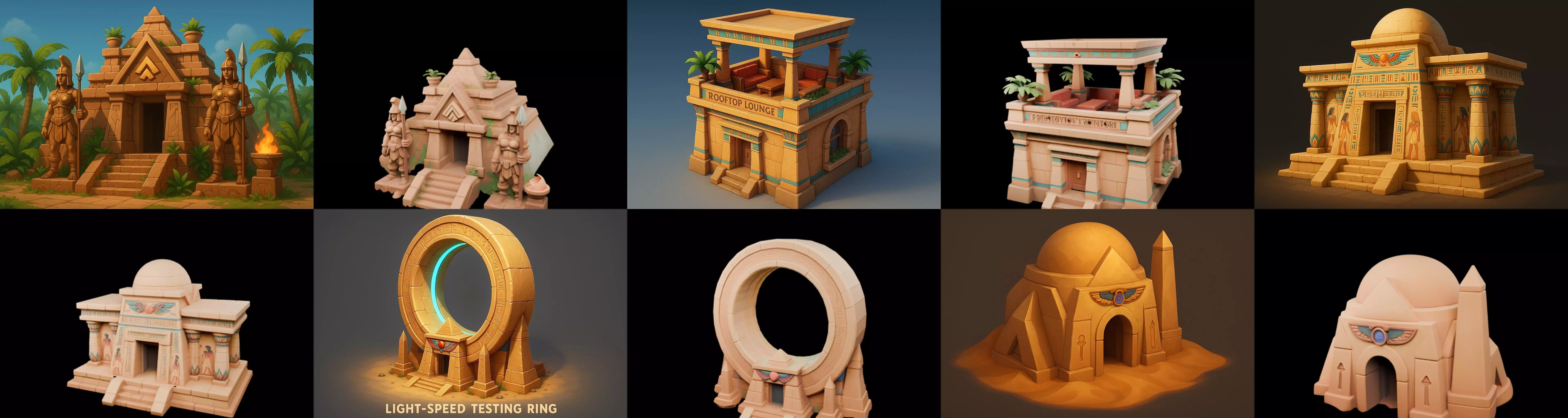 Egypth Building bundle 2 pack 100 glb 3D model_0